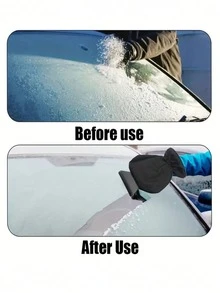 Multifunctional Car Ice Scraper & Snow Brush With Warm Glove, Heavy Duty Winter Snow Removal Tool, Windshield Ice Remover, Scratch-Free For Car Paint, One Hand Operation, Available In Black Red Blue - A - View 4