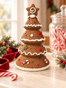 1pc Gingerbread Christmas Tree Figurine, Cute Candy Style Tabletop Christmas Decor, Festive Holiday Ornament For Home, Living Room, Shelf, Mantel & Christmas Party Decoration - Selected Items - View 4