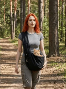 1pc [Pet Lightweight Crossbody Bag] Pet Carrier Bag, Suitable For Dogs And Cats, With Breathable Shoulder Strap, Comfortable For Travel. Portable And Foldable, Suitable For Various Outdoor Scenarios - Multicolor - View 4
