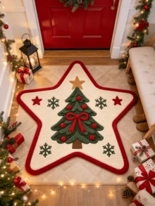 1pc, Five-Pointed Star Christmas Tree Rug, Five-Pointed Star Outline ...