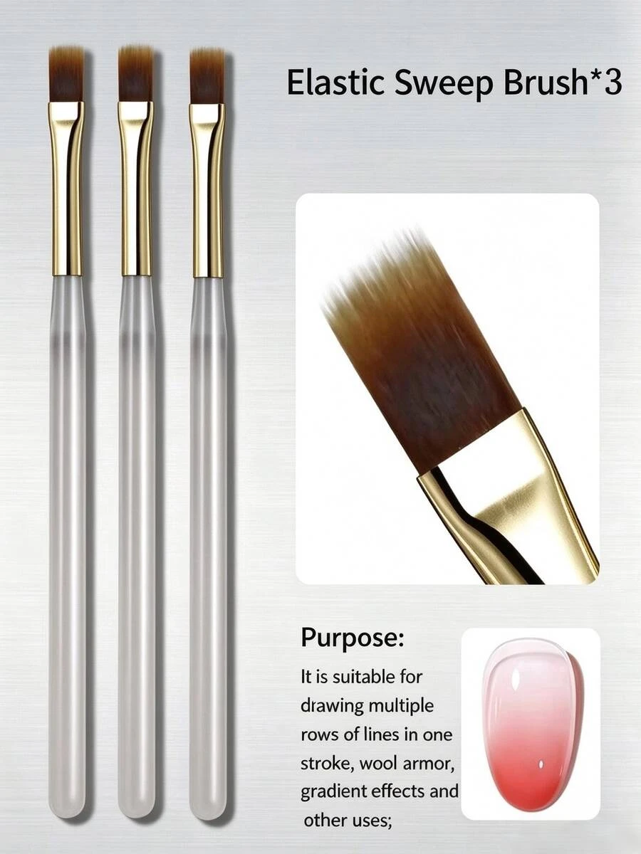 Nail Art Brushes, 3 Piecesset, DIY Nail Painting Tools. Suitable For Both Home Use And Nail Salons. Suitable For Beginners And Professionals. Ideal Gift For Halloween And Christmas. - Multicolor - View 1