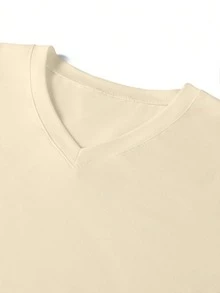 GRDR Men's Fashionable V-Neck Short Sleeve T-Shirt | Exquisite Design | Summer Essential | Easy To Match | Showcase Your Style - Apricot - View 5