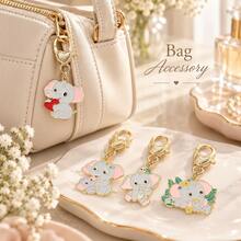 Elephant Heart Keychain Bag Pendant Cute Cartoon Animal Charm, Multiple Styles Available, Exquisite Small Lightweight, Suitable For Handbags, Backpacks, Keys, Zippers And Other Daily Accessories, Adds Personalized Decorative Touch, Portable And Practical, Fashionable And Versatile - Quantity - View 4