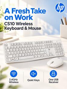HP CS10 升級版無線鍵盤滑鼠組合,靜音操作,自動休眠省電,穩定無線連接,舒適鍵盤滑鼠套組,適用於筆記型電腦、桌上型電腦、居家辦公、工作與學習 - 白色 - 查看 2
