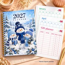2027 Winter Blue Snowman Coil Planner, Ice & Snow Forest Cartoon Cover Notebook, Fresh Blue Christmas Theme Weekly & Monthly Planner, Highly Attractive Time Management Check-In Book, Suitable For Students & Office Workers, Winter Creative Notebook For Recording Annual Goals, To-Do Lists & Daily Reflections - Style 1 - View 5