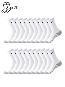 1/5/10/20 Pairs Men's Minimalist Mid-Calf Socks, Striped Sole Design, Diagonal Stripe Pattern, Comfortable Soft Casual Socks For All Seasons - Multicolor - View 15