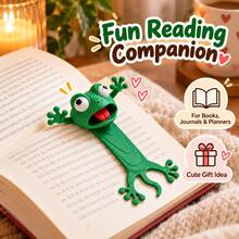 1pc Funny 3D Frog Bookmark, Cute Cartoon Frog Page Clip, Soft Silicone Reading Marker, Creative Novel Book Accessory, Suitable For Students Children Adults, Japanese Style Cute Desk Decor, Lazy Frog Page Clip, Applicable For Books Diaries Planners Notebooks - Multicolor - View 5