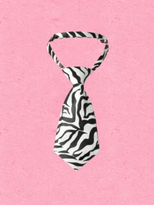 Popjeli 1pc Leopard And Stripe Double-Layer Small Necktie, Suitable For Casual And Street Style For Dress For Christmas Decor - Multicolor - View 13