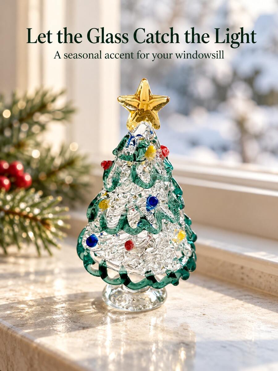 Crystal Glass Christmas Tree Ornament, Sculpture With Collection And Decorative Value, Suitable For Holiday Home Desktop Display, Ideal Choice For Adult Home Decor. Suitable For Home Desktop, Window Display And Creating Christmas Holiday Atmosphere, Also Can Be Used As Holiday New Year Gift. - Multiple Styles - View 1