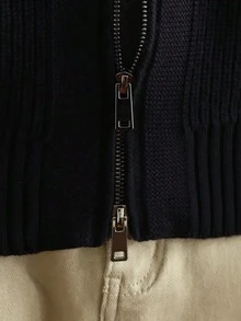 GRDR Men's Casual Long Sleeve Zip-Up Cardigan Sweater, Versatile For Daily Wear - Black - View 4