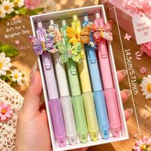 1/5/10pcs Colorful Flower Butterfly Scented Retractable Ballpoint Pens, Highly Attractive Neutral Pens With Soft Grip, Smooth Writing, Suitable For Diaries, Office, Classroom Rewards, Learning Supplies, Activity Prizes, Exquisite Gift Pens, Random Styles - Multicolor - View 1