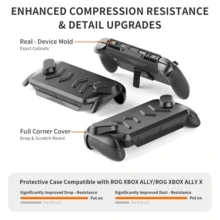 1 Set Front & Back ABS+TPU Protective Case For ROG Xb Ox Ally / ROG Xb Ox Ally X, Shockproof Anti-Drop Anti-Scratch Sweatproof Anti-Slip Grip Cover, Adjustable Kickstand, Heat Dissipation Friendly Precise Cutouts Handheld Gaming Console Shell. - View 3