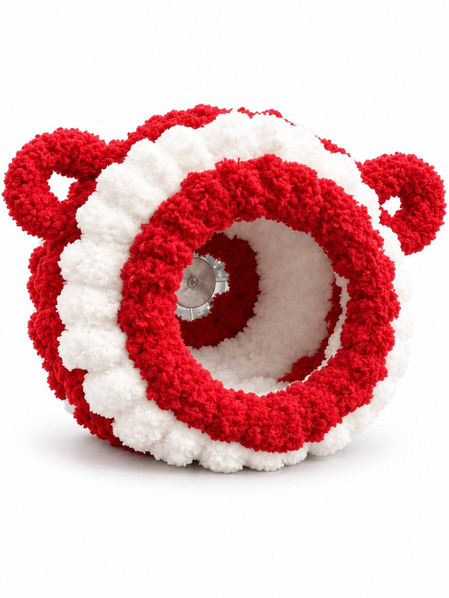 Bird Houses & Nests 1pc Red & White Plush Bird Nest, Soft Round Hideaway With Cute Twin Ears, Semi-Enclosed Design, Cozy Lining & Rear Attachment, Small Bird Resting Hut For Finches & Zebra Finches, Indoor Bird Cage Accessory For Fall & Winter