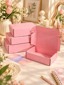 3pcs Pink Shipping Boxes, Packaging Materials, Carton Boxes, Corrugated Cardboard Boxes, Postal Paper Boxes, Gift Boxes, Corrugated Paper Boxes, Express Boxes, Packing Boxes Back To School - A - View 2