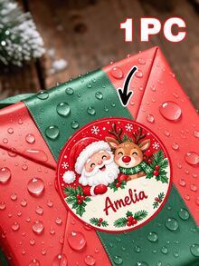 Personalized Christmas Name Stickers-Custom Round Labels Featuring Santa Claus And Reindeer. These Self-Adhesive Holiday Gift Tags Are Perfect For Christmas Gift Wrapping, Gift Bags, "Secret Santa" Exchanges, And Party Favors. - Multicolor - View 20