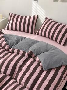 3pcs Duvet Cover Set, Home Bedding, Pink Purple Striped Bedding Set, Cozy Interior Decor, Skin-Friendly Breathable Fabric, Super Soft Anti-Pilling, No Duvet Insert Included, Machine Washable - Multi-color a - View 7