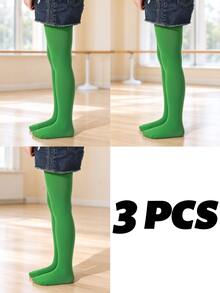 3pcs/Set Solid Color Fashion Children's Dance Practice Tights, Elegant Soft Comfortable Tights, Suitable For All Seasons, Multiple Colors Available - Multicolor - View 35
