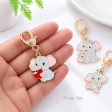 Elephant Heart Keychain Bag Pendant Cute Cartoon Animal Charm, Multiple Styles Available, Exquisite Small Lightweight, Suitable For Handbags, Backpacks, Keys, Zippers And Other Daily Accessories, Adds Personalized Decorative Touch, Portable And Practical, Fashionable And Versatile - Quantity - View 7