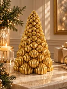 1pc Elegant Sculptural Christmas Tree Ornament, Unique Textured Cone Design, 3D Ribbed Details, Modern Vintage Holiday Decor, Suitable For Living Room Coffee Table, Bookshelf, Entryway Table And Seasonal Home Interior, Christmas Home Decoration - Multiple Styles - View 9