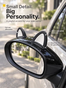 2pcs Cute Cat Ear Car Rearview Mirror Decorative Stickers, 3D Cat Ear Shaped Car Decals, Left And Right Pair, Car Interior And Exterior Decoration Accessories, Waterproof, Sun-Proof, Scratch-Resistant, No Residue, Easy To Peel And Stick, Universal Fit For Most Cars, SUVs, Trucks, Sedans, Off-Road Vehicles, Essential For Female Drivers, Girly Style, Best Friend Birthday Gift, Gift For Girlfriend, Gift For Wife, Car Interior Modification, Personalized Car Decor - Multicolor - View 4