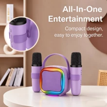 Loa karaoke di động kèm 2 micro không dây, kết nối Bluetooth và thẻ TF, đèn RGB, âm thanh stereo, nhiều chế độ phát, pin sạc, phù hợp cho tiệc tại gia, sinh nhật, Halloween và Giáng sinh - Nhiều màu - Xem 12