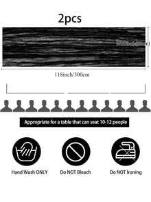 71/118 Inch Black Thick Cotton Table Runner, Boho Farmhouse Style Sheer Chiffon Summer Table Runner, Suitable For Wedding Party Birthday Home Decor Holiday Decoration - Black - View 11