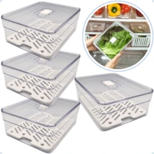 Kit 4 Organizador De Geladeira 2l Acrílico Verduras E Frutas - Transparente - Visão 9