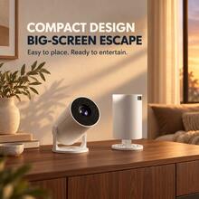 2026 New Flagship Android 14 Projector - Supports 4K Resolution, 5000 Lumens Brightness, 240° Full Angle Projection, Auto Keystone Correction And Auto Focus, WiFi 6 Bluetooth 5.3 Wireless Screen Mirroring, Ultra Quiet ≤26dB Design, Suitable For Home Theater/Gaming (Low Latency)/Education/Office, Creates A Cozy Atmosphere, Ideal Gift Choice, Compatible With 5V 2A/3A Charger (Includes Data Cable, Simple And Intuitive Installation Guide) - White - View 3