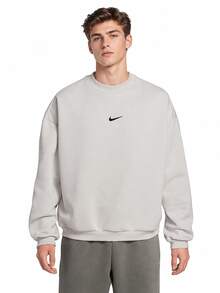 Nike New Men's Sports Knit Crew Neck Pullover Sweatshirt - Beige - View 2