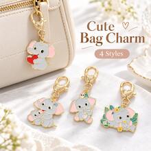 Elephant Heart Keychain Bag Pendant Cute Cartoon Animal Charm, Multiple Styles Available, Exquisite Small Lightweight, Suitable For Handbags, Backpacks, Keys, Zippers And Other Daily Accessories, Adds Personalized Decorative Touch, Portable And Practical, Fashionable And Versatile - Quantity - View 2