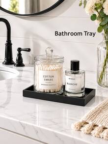 1/2pcs Decorative Black Silicone Countertop Tray, Elegant Waterproof Washable Organizer For Bathroom Sink, Kitchen, Bedroom Dresser And Entryway, Storage For Toiletries, Cosmetics And Accessories, 3 Sizes Available - Multicolor - View 9