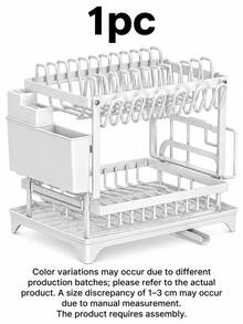 Large Detachable Stainless Steel Easy-To-Clean Rust-Proof Dish Rack With Cup Holder, Utensil Storage And Cutting Board Holder, Suitable For Kitchen, For 2-4 Person Household - Multicolor - View 9