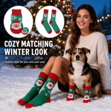 New Christmas Pet Socks, Parent-Child Style Dog Socks, Warm And Anti-Slip Dog Socks - Multicolor - View 9