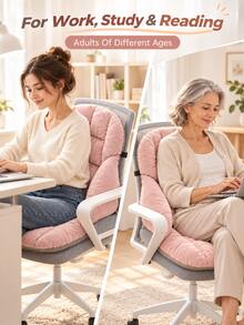 Modern Cozy Polyester Plush Office Chair Cushion With Backrest, Thickened One Piece Quilted Seat And Back Pad With Wraparound Side Cushions And Chair Straps,For Home Office, Computer Chairs, Christmas And Winter,Cyber Monday ,Christmas Gifts - Multicolor - View 5