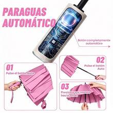 Paraguas Sombrilla Protección Uv Automático Con 16 Varillas - Rosa - Ver 2