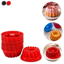 Kit 12 Forma De Silicone Pequena Multiuso Mini Formas Pudim Bolo Premium Não Gruda Forno e Micro ondas Forma Mufins - Vermelho ou Preto - Visão 1