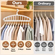 11-Hole Magic Folding Hanger Storage Rack, Multi-Function Non-Slip Plastic Portable Wall-Mounted Closet System, Closed Storage Capacity 3.2 Cubic Feet, Lightweight (1pc) - Multicolor - View 5