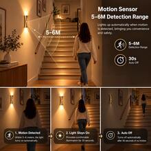 Smart LED Wall Light With Touch Dimming And Motion Sensor; Indoor LED Wall Light, Eye-Protection Ambient Light, USB Rechargeable Night Light; Suitable For Room, Bedroom And Home Decor; Christmas, Halloween Decoration Or Gift; Home Accessory. - Curved Multicolor - View 2