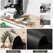 1pc Dish Drying Mat, Coffee Machine Mat, Red Christmas Theme Print With Double Santa Claus, Reindeer, Gift, Christmas Tree, Snowflake Patterns, Highly Absorbent, Suitable For Dining Table, Cafe And Other Scenes, Enhances Holiday Atmosphere, Multi-Purpose Drainage Mat, Home Gift, Tabletop Decoration - XYLSD-1177 - View 9