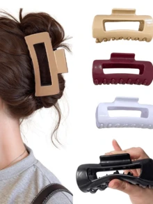 4Pcs/1Pc Soft Hair Clip, A Simple And Versatile Solid-Color Hair Clip That Protects The Back Of The Head. Ideal For Women To Wear In Summer And Fall,Perfect For School, Personal Grooming, Applying Makeup And Other Occasions And Suits All Hair Types - Multicolor - View 4