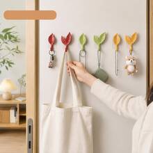 Creative Leaf-Shaped No-Drill Adhesive Wall Hooks, Cute Decorative Key Hooks For Home Kitchen Wall - Multicolor - View 10