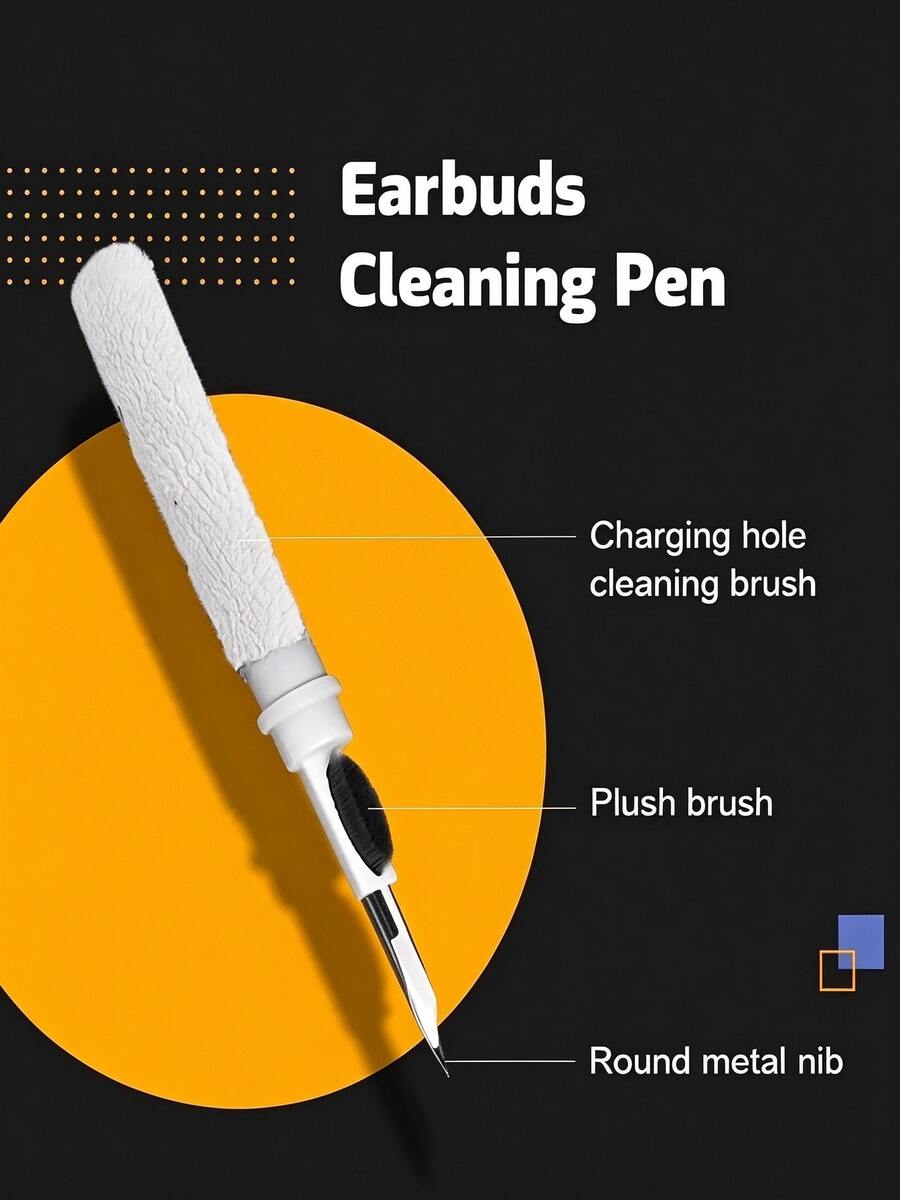 1pc Earphone Cleaning Pen, Earphone Keyboard Cleaning Brush, Soft Brush Sponge Integrated, Bluetooth Earphone Over-Ear Headphone Charging Case Laptop Electronic Device Cleaner, Holiday Gift, Electronic Device Cleaning, Earphone Case Cleaning - Multi-functional Cleaning Pen - View 1