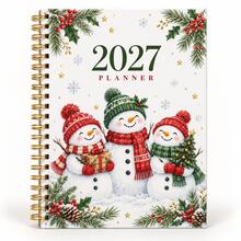 027 Cute Snowman Coil Planner, Christmas Winter Theme Cover Daily Planner Notebook, Warm Snowflake & Holly Illustration, Weekly & Monthly Planning Check-In Notebook, Highly Attractive Time Management Notebook, Suitable For Students & Adults, Christmas Creative Notebook, Record To-Do, Goals & Daily Memos - Style 1 - View 8