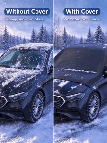 2pcs Thickened Car Cover And Snow Shovel, All-Season Universal Windshield Cover, Fiber Oxford Fabric, Suitable For Cars, Windproof, Waterproof, Tear-Resistant, Snow, Frost, Ice, UV Protection, Outdoor Parking, Car Exterior Protection Cover - Multicolor - View 4