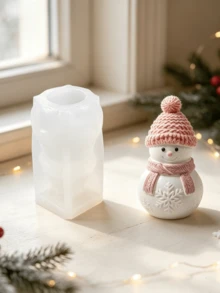 新款聖誕雪花聖誕樹無臉小矮人香氛蠟燭矽膠模具 3D DIY 聖誕擁抱樹老翁石膏家居裝飾模具 - A-白色 - 查看 3