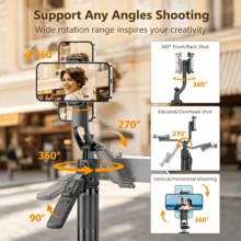 Upgraded Smart Phone Gimbal Stabilizer Selfie Stick Bluetooth Remote AI Tracking Anti-Shake Gimbal Tripod - Black - View 7
