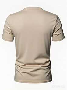 GRDR Men's Fashionable V-Neck Short Sleeve T-Shirt | Exquisite Design | Summer Essential | Easy To Match | Showcase Your Style - Apricot - View 4