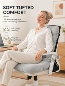 Modern Minimalist Polyester High Back Chair Cushion, Thickened One-Piece Buckle Seat And Back Cushion, Soft Padding Design, Full Coverage Chair Cover, Suitable For Home Office, Dining Room, Reading Nook, Christmas Party And Winter Long Sitting - Multicolor - View 4