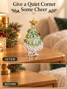 Crystal Glass Christmas Tree Ornament, Sculpture With Collection And Decorative Value, Suitable For Holiday Home Desktop Display, Ideal Choice For Adult Home Decor. Suitable For Home Desktop, Window Display And Creating Christmas Holiday Atmosphere, Also Can Be Used As Holiday New Year Gift. - Multiple Styles - View 10