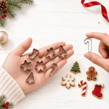 20pcs Christmas Cookie Cutter Set, Mini Christmas Cookie Cutters Stainless Steel Gingerbread Man, Tree, Snowflake, Candy, Candy Cane, Santa Claus, Snowman And More - View 6